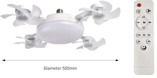 Ανεμιστήρας Οροφής με LED Φωτισμό 60W και Τηλεχειριστήριο Λευκός