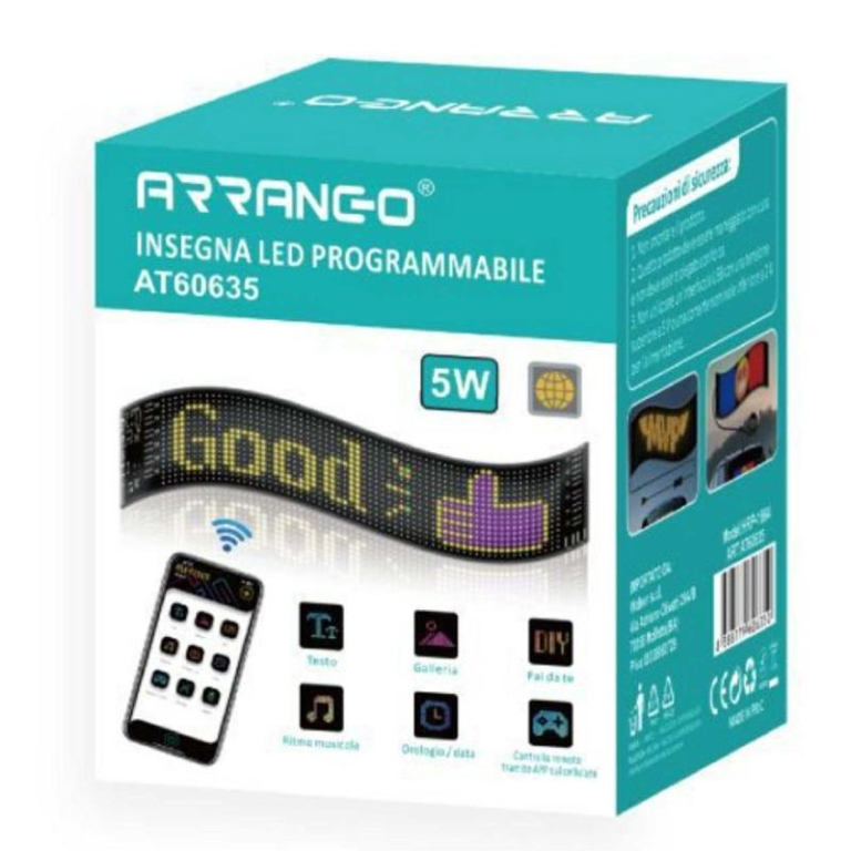 Εύκαμπτη LED RGB Πινακίδα Αυτοκινήτου με σύνδεση Bluetooth Arrango LED Matrix Panel AT60635