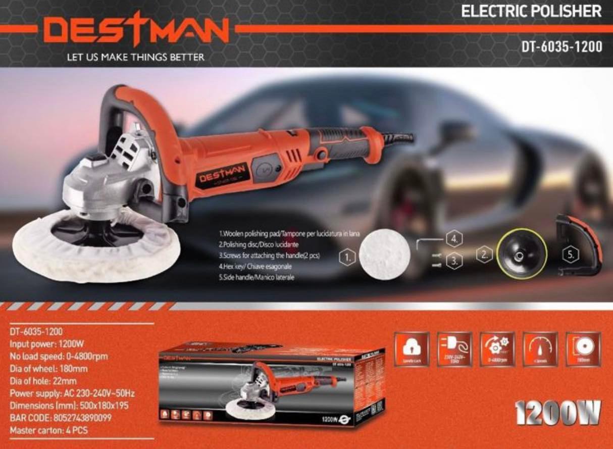 <br>Destman DT-6035-1200 Περιστροφικός Αλοιφαδόρος 1200W με Ρύθμιση Στροφών