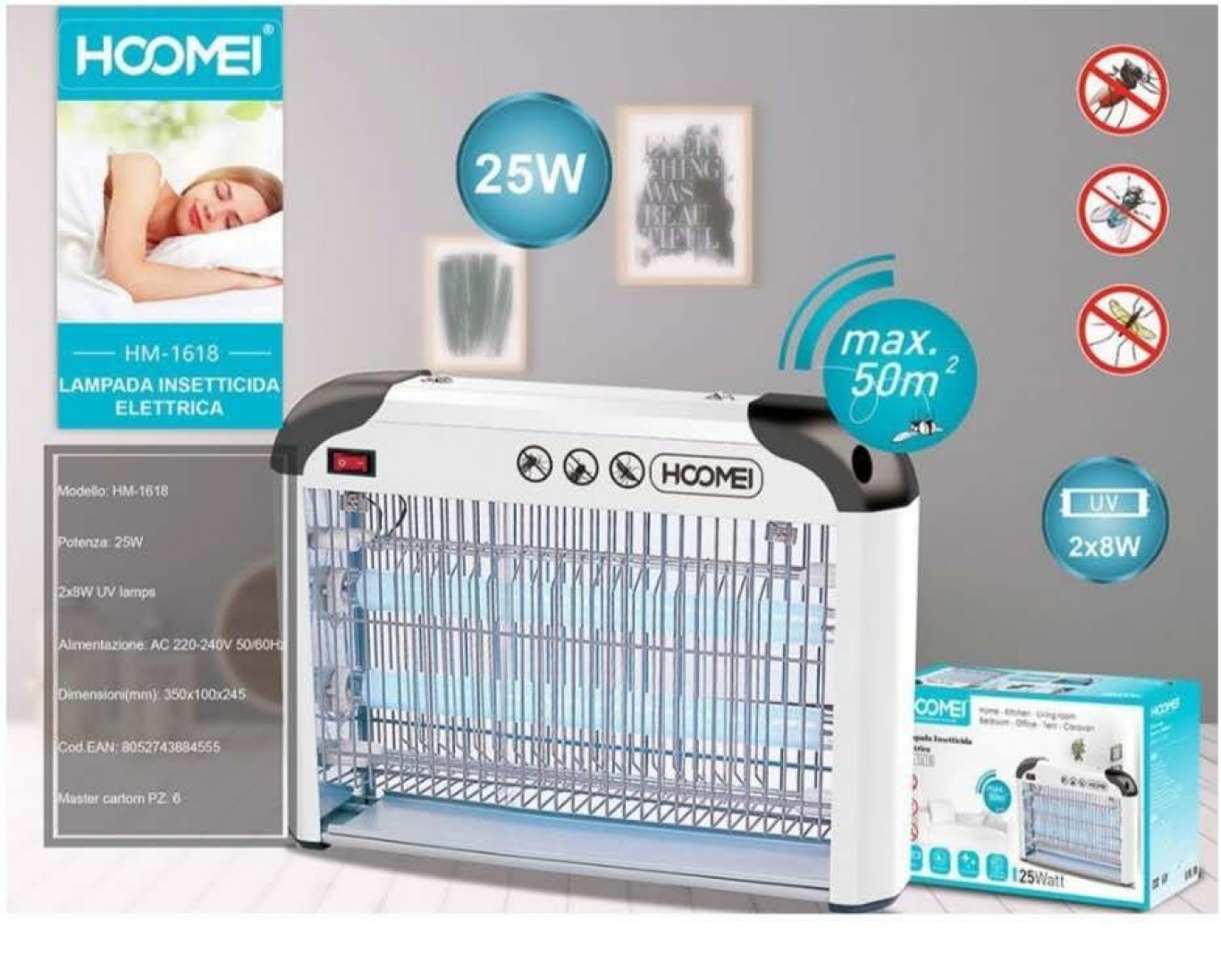 Ηλεκτρική Εντομοπαγίδα 25W Hoomei HM-1618