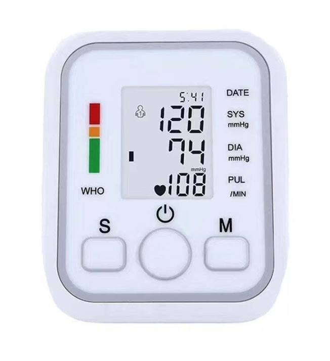 Digital Blood Pressure Monitor Lcd Display 0-300mmHg Pulse 40-200 Bpm Auto Sensor White