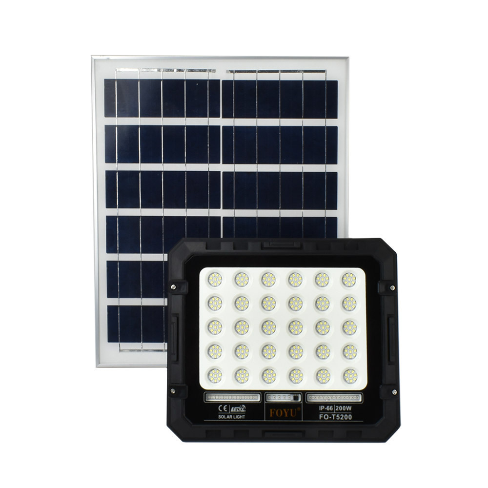 Waterproof IP66 Solar LED Flood Light 200W with Remote Control Black FO-T5200