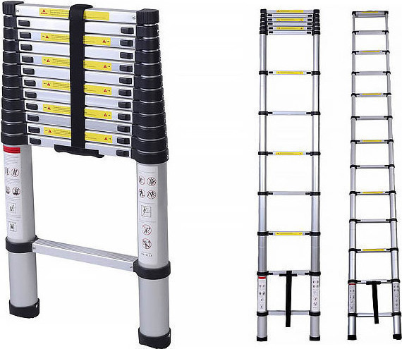 Aluminum Telescopic Ladder with 11 Stairs and Maximum Height 3.2m