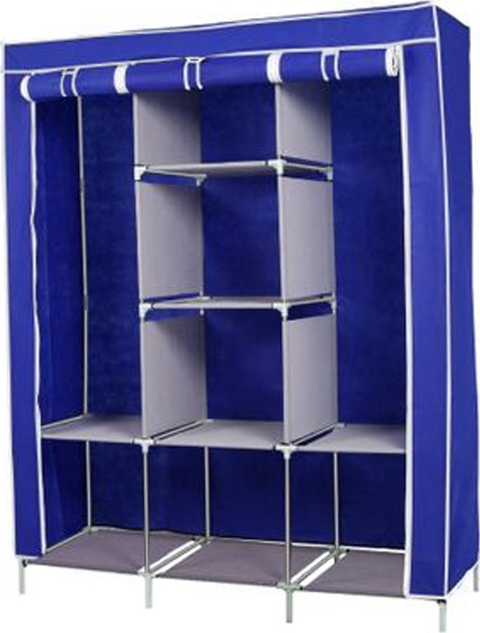 Blue Fabric Wardrobe with Selves & Zipper 130x45x170cm HOP1000701-1