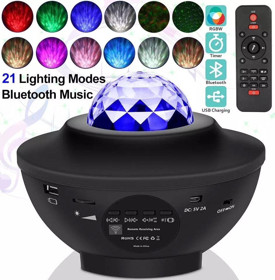 Led Περιστρεφόμενο Παιδικό Φωτιστικό Projector Galaxy Star με Προβολή Αστεριών Μαύρο 13.5x13.5x10εκ.