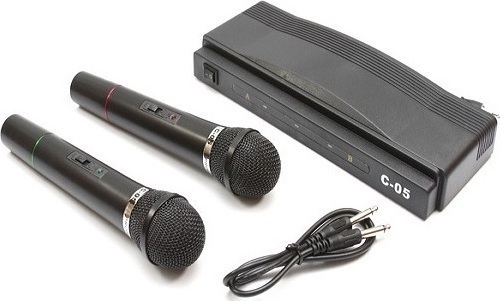 Σύστημα Karaoke με Ασύρματα Μικρόφωνα C-05 σε Μαύρο Χρώμα