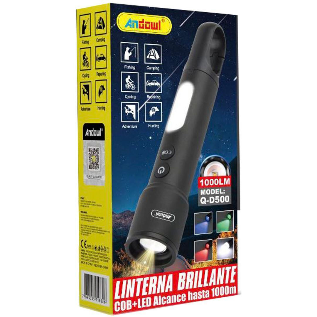 Andowl Φακός LED με Μέγιστη Φωτεινότητα 1000lm Q-D500
