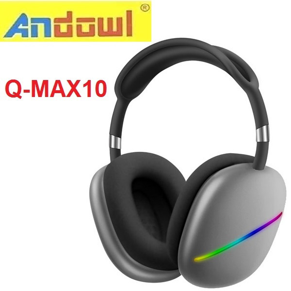 Andowl Q-MAX10 Ασύρματα Bluetooth Over Ear Ακουστικά με 12 ώρες Λειτουργίας Γκρι