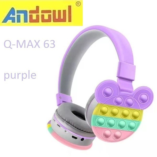 Andowl Q-MAX63 Ασύρματα/Ενσύρματα On Ear Ακουστικά με 5 ώρες Λειτουργίας Μωβ